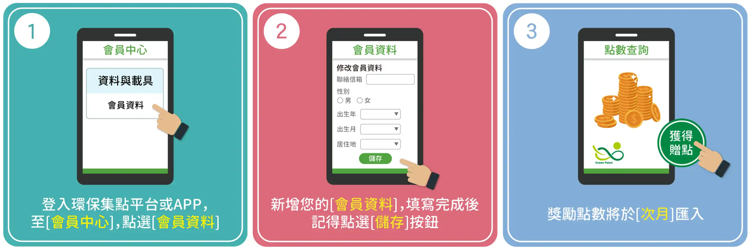 環保集點推薦碼 個人資料維護與綠點加碼設定