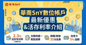 華南SnY數位帳戶2026年7月最新優惠與活存利率介紹
