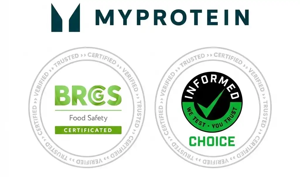 Myprotein 優惠碼原廠乳清包裝與 BRCGS 食安認證標章