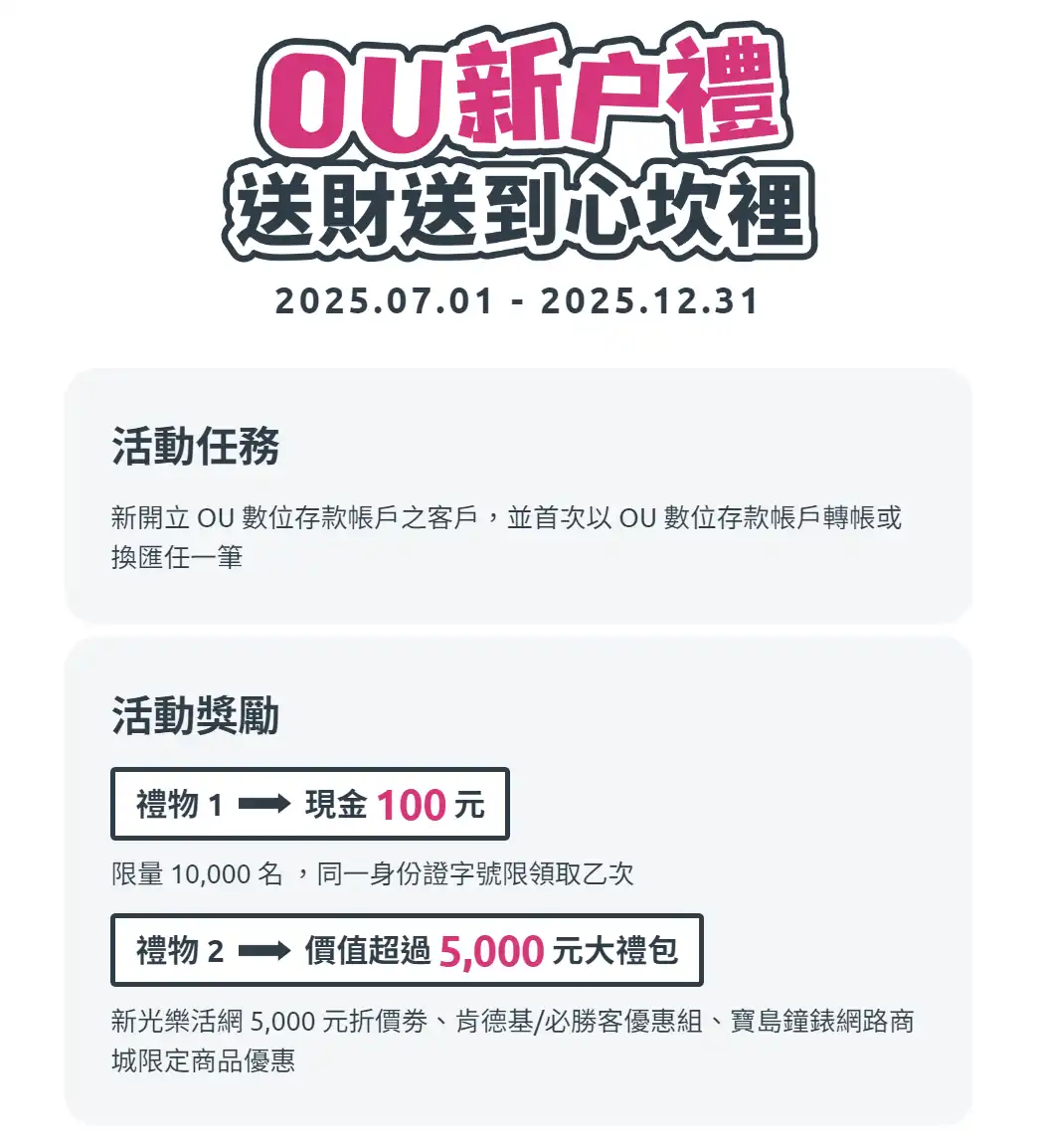 新光OU開戶推薦禮